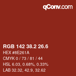 カラーコード: RGB 142 38.2 26.6 | qconv.com