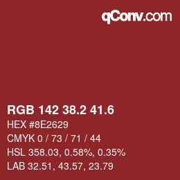 カラーコード: RGB 142 38.2 41.6 | qconv.com