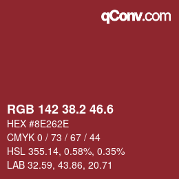 カラーコード: RGB 142 38.2 46.6 | qconv.com