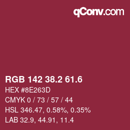 カラーコード: RGB 142 38.2 61.6 | qconv.com