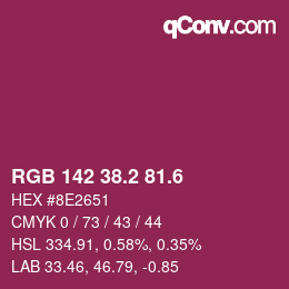 カラーコード: RGB 142 38.2 81.6 | qconv.com