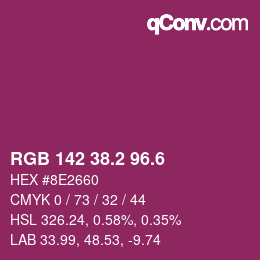 カラーコード: RGB 142 38.2 96.6 | qconv.com