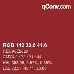 カラーコード: RGB 142 38.6 41.6 | qconv.com