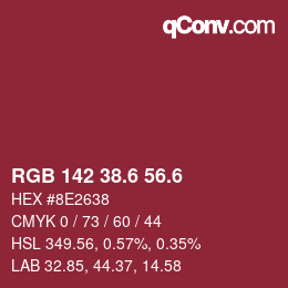 カラーコード: RGB 142 38.6 56.6 | qconv.com