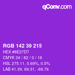 Color code: RGB 142 39 215 | qconv.com