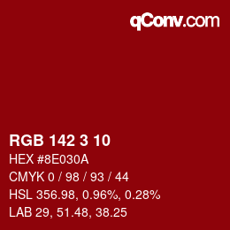Farbcode: RGB 142 3 10 | qconv.com
