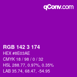 Color code: RGB 142 3 174 | qconv.com