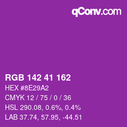 Color code: RGB 142 41 162 | qconv.com