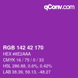 カラーコード: RGB 142 42 170 | qconv.com