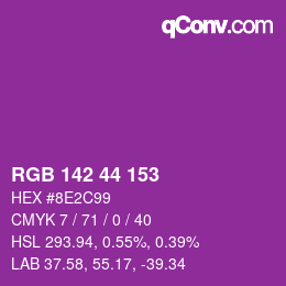 Color code: RGB 142 44 153 | qconv.com