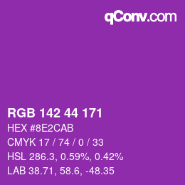 カラーコード: RGB 142 44 171 | qconv.com