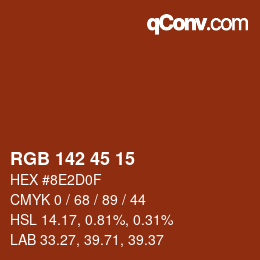 Color code: RGB 142 45 15 | qconv.com