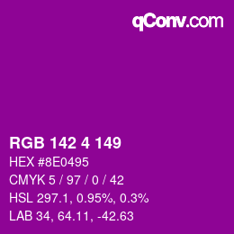Color code: RGB 142 4 149 | qconv.com