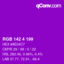 Color code: RGB 142 4 199 | qconv.com