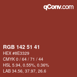 颜色代码: RGB 142 51 41 | qconv.com