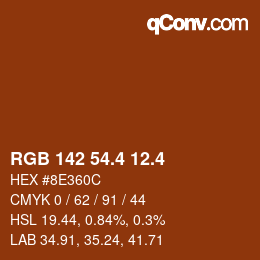 カラーコード: RGB 142 54.4 12.4 | qconv.com