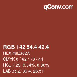 カラーコード: RGB 142 54.4 42.4 | qconv.com