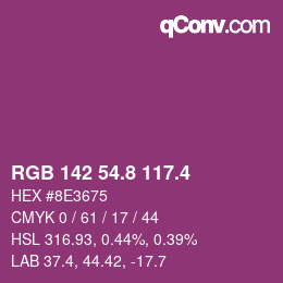 カラーコード: RGB 142 54.8 117.4 | qconv.com