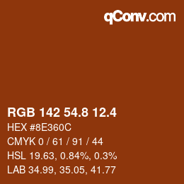 カラーコード: RGB 142 54.8 12.4 | qconv.com