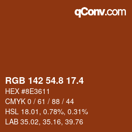 カラーコード: RGB 142 54.8 17.4 | qconv.com