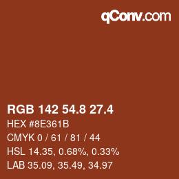 カラーコード: RGB 142 54.8 27.4 | qconv.com