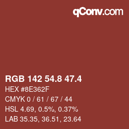 カラーコード: RGB 142 54.8 47.4 | qconv.com