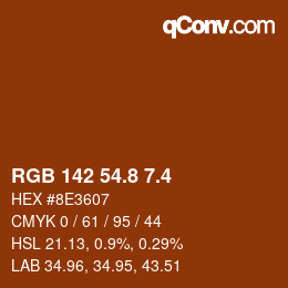 カラーコード: RGB 142 54.8 7.4 | qconv.com