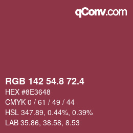 カラーコード: RGB 142 54.8 72.4 | qconv.com