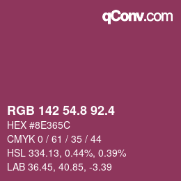 カラーコード: RGB 142 54.8 92.4 | qconv.com