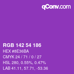Color code: RGB 142 54 186 | qconv.com