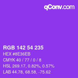 Color code: RGB 142 54 235 | qconv.com