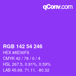 Color code: RGB 142 54 246 | qconv.com