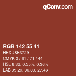 Color code: RGB 142 55 41 | qconv.com