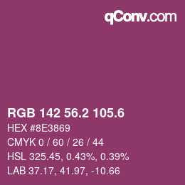 カラーコード: RGB 142 56.2 105.6 | qconv.com