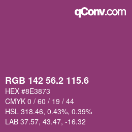 カラーコード: RGB 142 56.2 115.6 | qconv.com