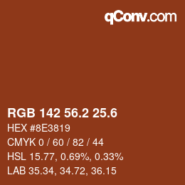 カラーコード: RGB 142 56.2 25.6 | qconv.com