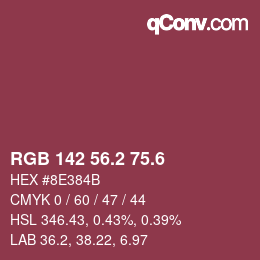 カラーコード: RGB 142 56.2 75.6 | qconv.com