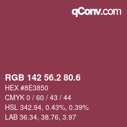 カラーコード: RGB 142 56.2 80.6 | qconv.com