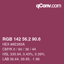 カラーコード: RGB 142 56.2 90.6 | qconv.com