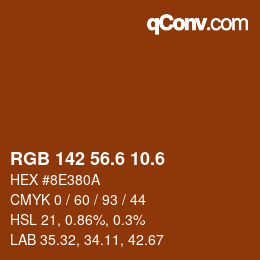 カラーコード: RGB 142 56.6 10.6 | qconv.com