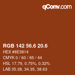 カラーコード: RGB 142 56.6 20.6 | qconv.com