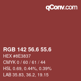 カラーコード: RGB 142 56.6 55.6 | qconv.com