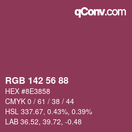カラーコード: RGB 142 56 88 | qconv.com