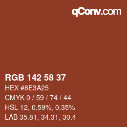 颜色代码: RGB 142 58 37 | qconv.com