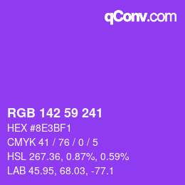 Color code: RGB 142 59 241 | qconv.com