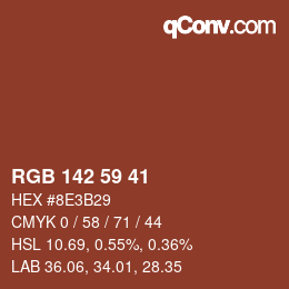 Código de color: RGB 142 59 41 | qconv.com