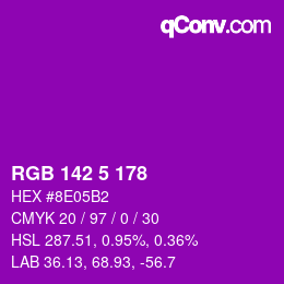 Color code: RGB 142 5 178 | qconv.com