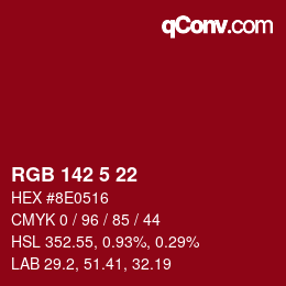 Color code: RGB 142 5 22 | qconv.com