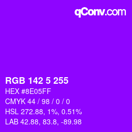 Color code: RGB 142 5 255 | qconv.com