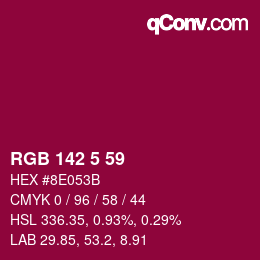 Color code: RGB 142 5 59 | qconv.com